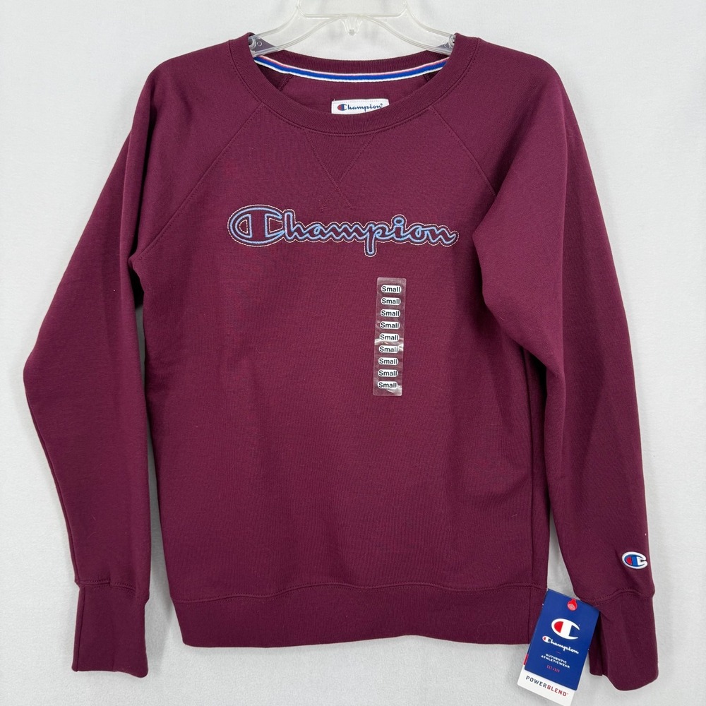 Champion Women's Small Powerblend Classic Crewneck Sweatshirt Dark Berry Red